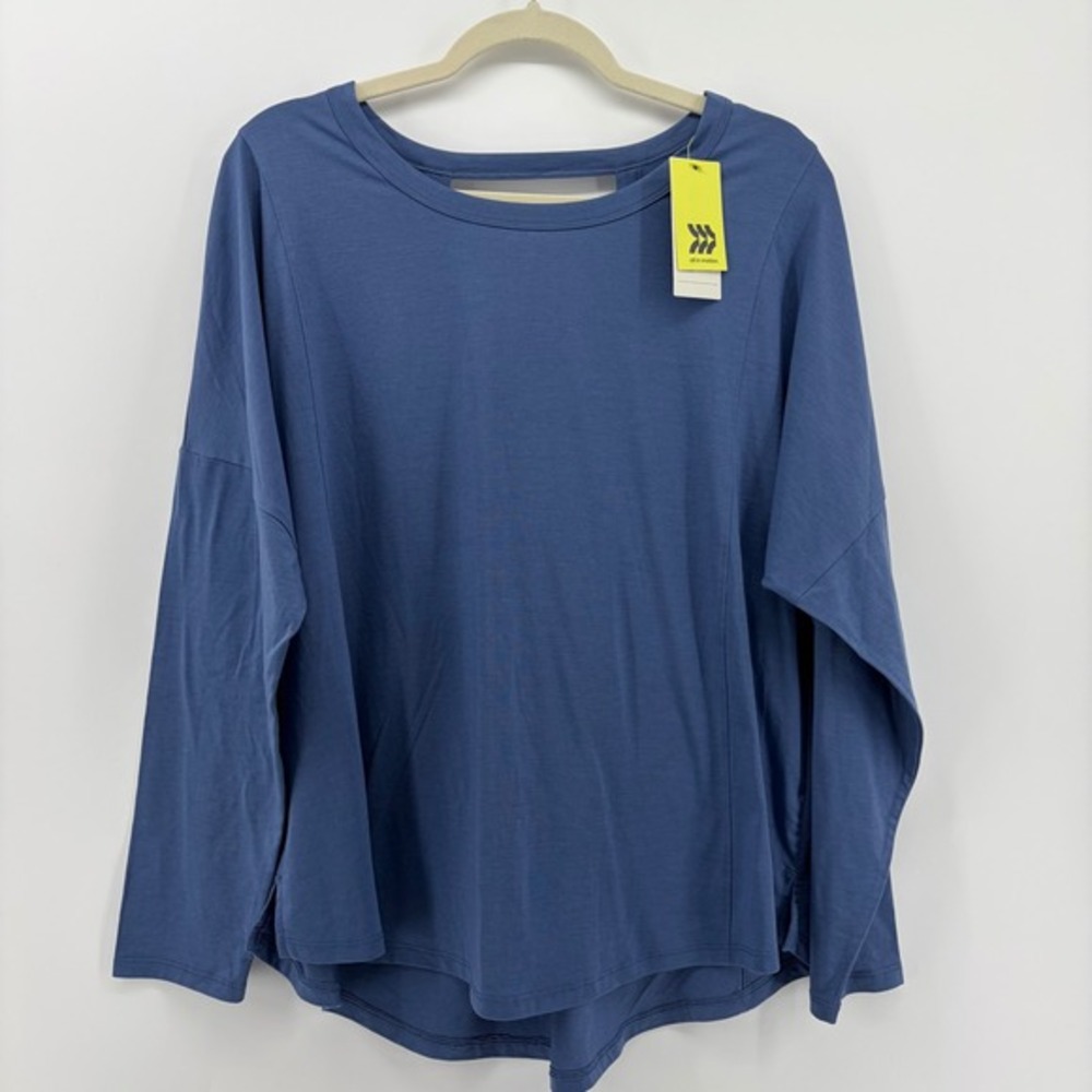 All in Motion Women Blue Athletic‎ Workout Gym Cutout Back Long Sleeve Top XL